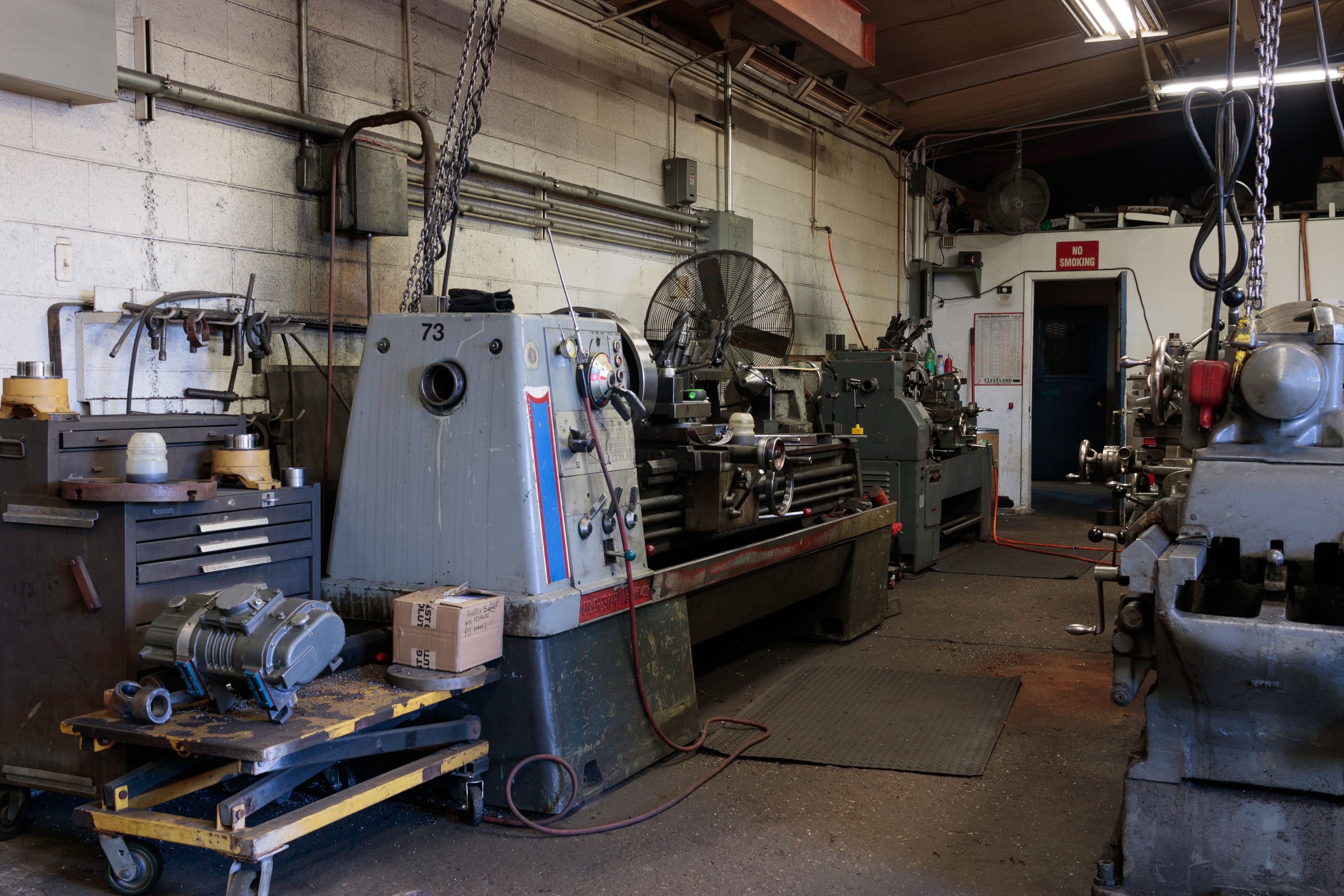 Industrial workshop with machinery and manufacturing equipment
